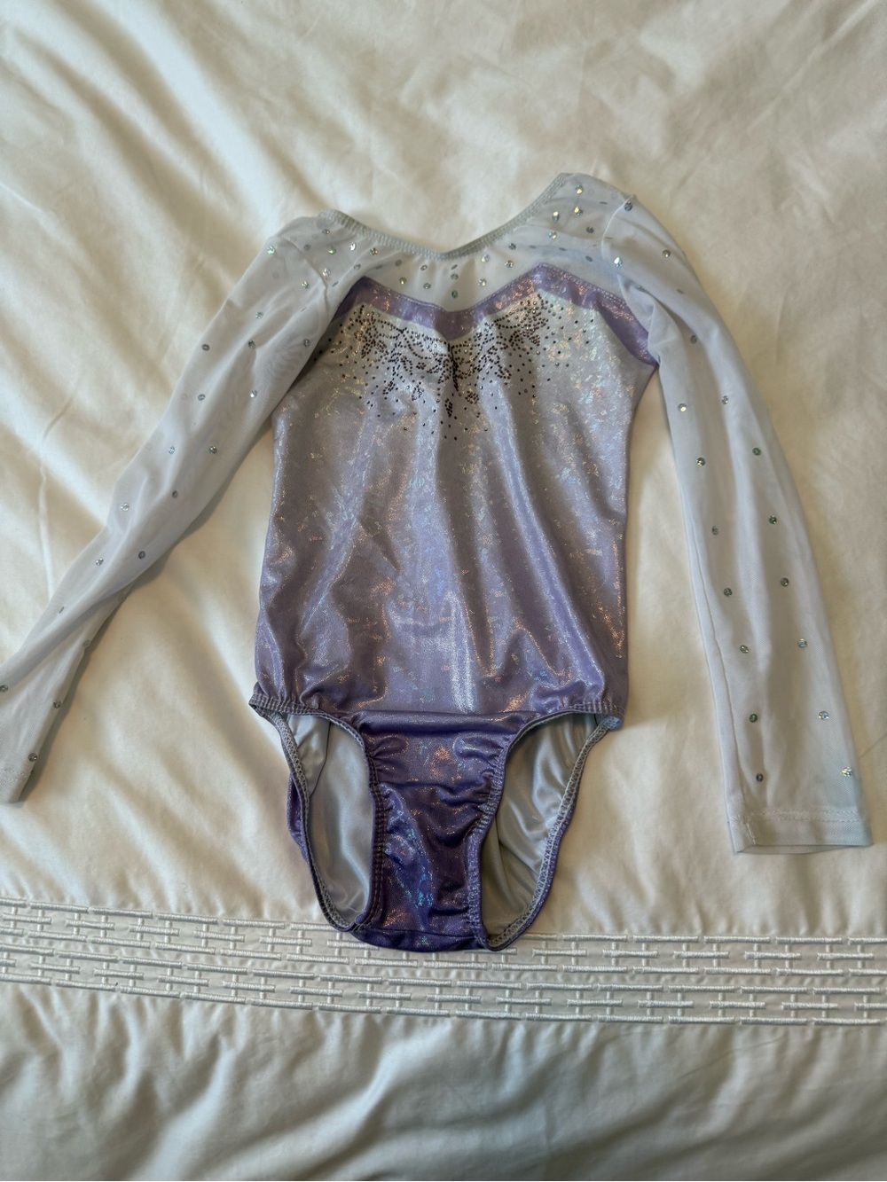 Girls' Shimmery Lavender Long-Sleeve Gymnastics Leotard
